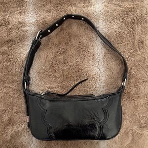 Mango MNG Glossy Black Shoulder Bag